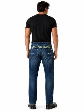 G-Star Raw Mens Jeans 38 Medium Wash Denim Straight Fit Embroidered Back 33-01SE